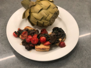 Crispy Tofu with Mushroom, Spinach and Cherry Tomato Tapenade Recipe