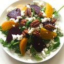 Image for Recipe: Baby Arugula Salad with Beets, Goat Cheese and Candied Pecans